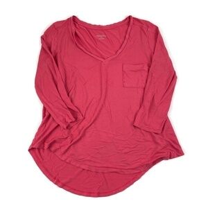 Merona Womens Tshirt Pink Vneck Small Petite